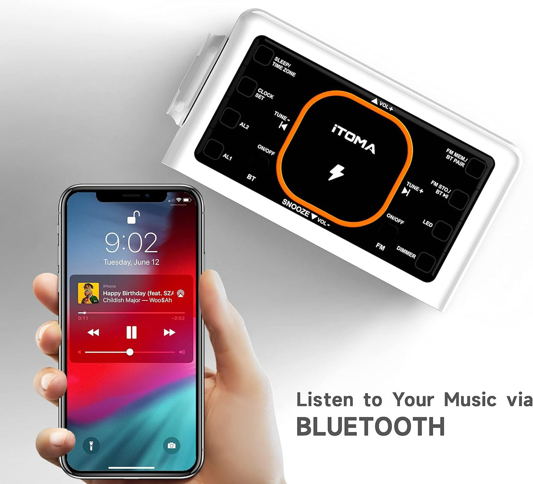 Digitaler Radiowecker mit Kabelloser Ladestation, 15W Fast Wireless Charger for iPhone/Samsung Galax