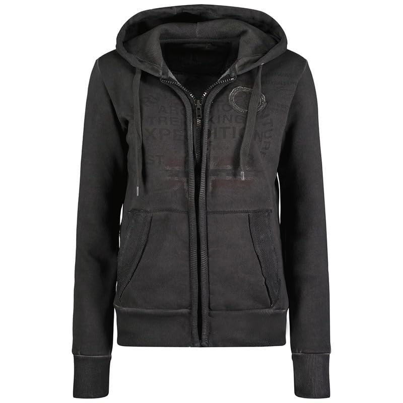 Geographical Norway Gergen Lady - Sweatjacke Damen Hoodie Zip mit Kapuze Taschen - Pullover Langarm