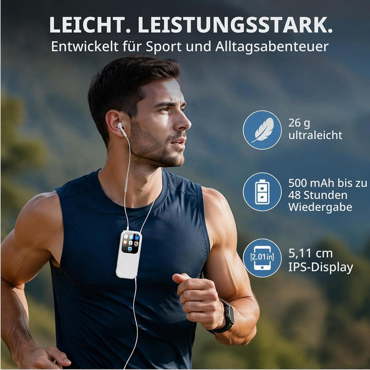 MP3 Player mit Bluetooth 5.4 &amp; HiFi Lautsprecher, 2,01 Bildschirm MP4 Player, Sprachaufzeichnung, 12