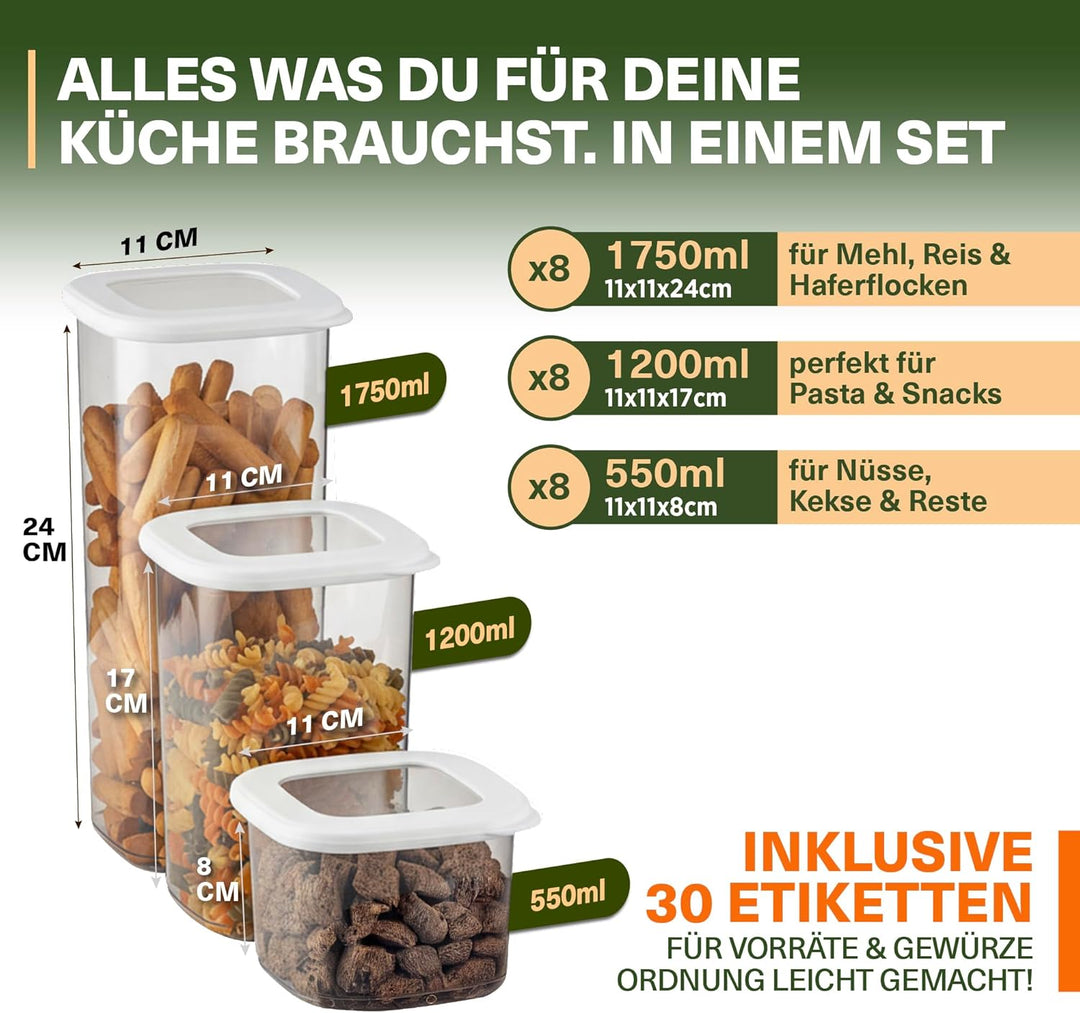 Viwares luftdichte Vorratsdosen mit Deckel | 24er Vorratsbehälter Set | BPA-FREI | Zur Müsli Mehl un