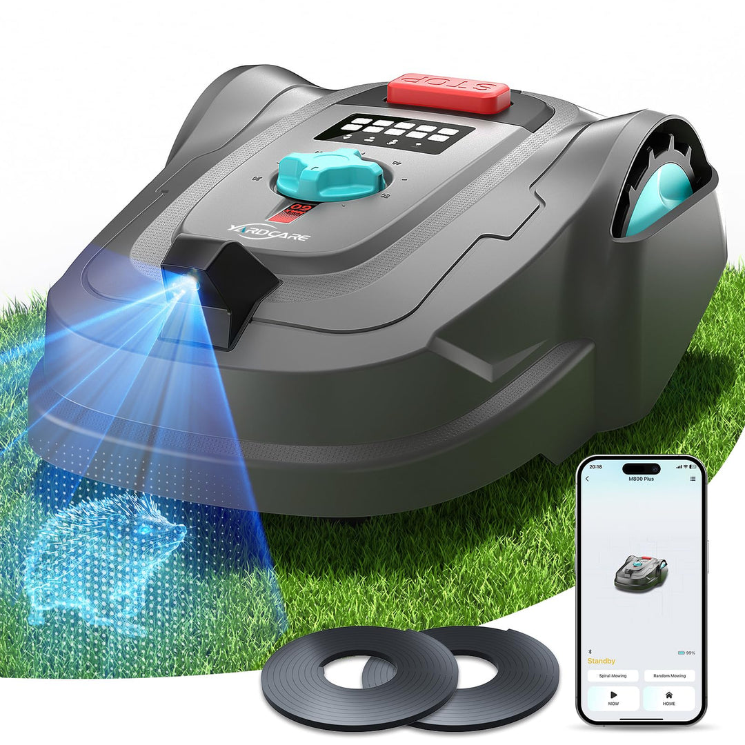 YARDCARE M800Plus Mähroboter ohne Begrenzungskabel,Max. 800 m²,GPS Positionierung+KI Vision,U-förmig