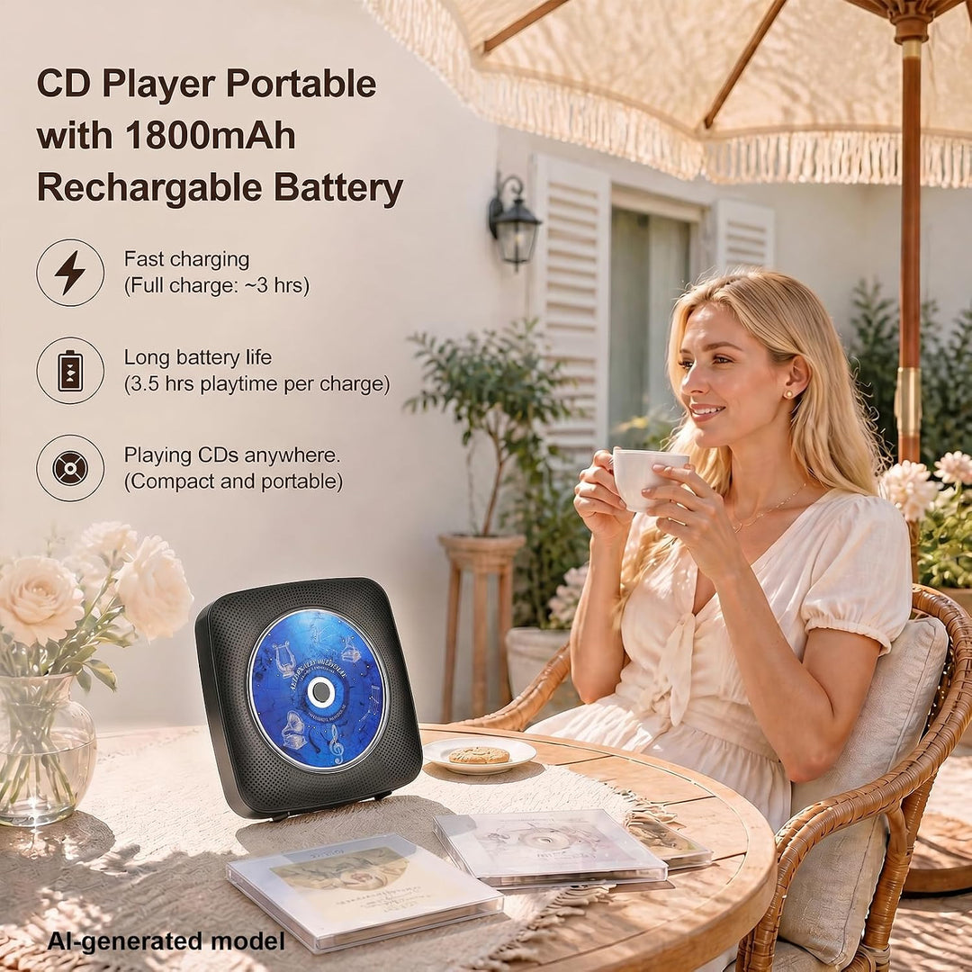 Gueray Tragbarer CD Player Tragbar : Radio CD Players Kinder CD-Player Discman mit 1800mAh Akku Laut