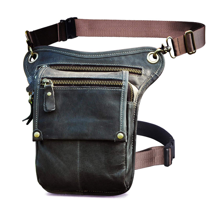 Le'aokuu Herren Echtes Leder Tasche Beinbeutel Beintasche Aussenbeintasche Beinbeuteltasche Reisen H
