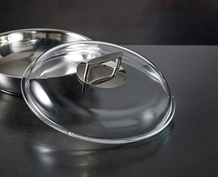 RÖSLE SILENCE Borosilikat Glasdeckel, Hochwertiger Pfannendeckel mit Griff aus Edelstahl 18/10, 24 c