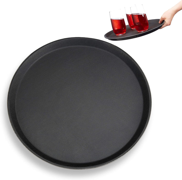 10 x Gastro Tablett, rutschfeste Oberfläche, hoher Rand, Kellnertablett für Café, Bar, Restaurant, Ø