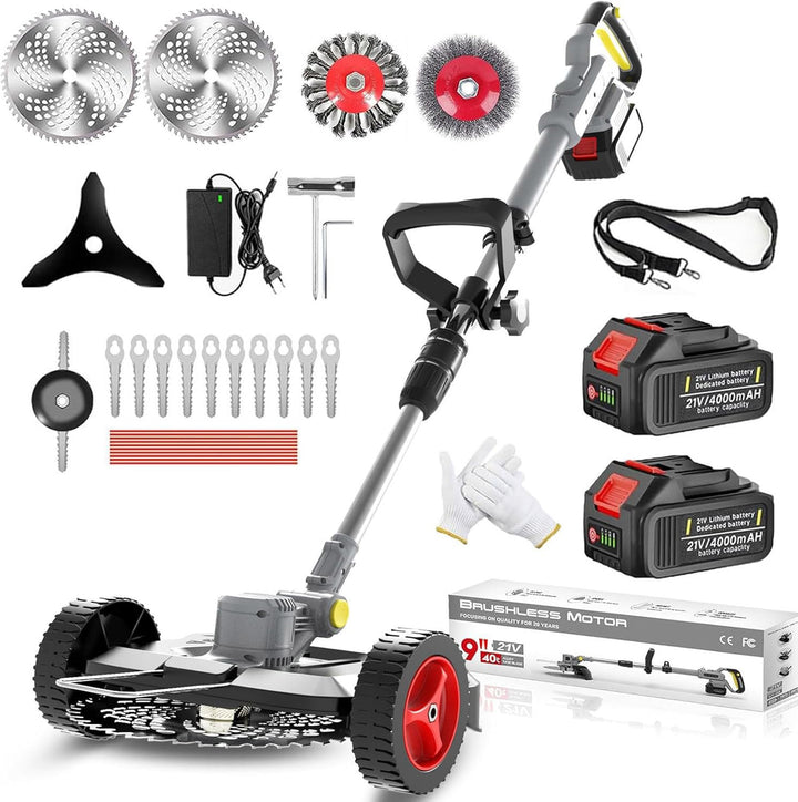 Rasentrimmer Mit Akku 21V,Akku Rasentrimmer für Makita-Akkus,Akku Freischneider mit 2 * 4.0Ah Akkus,