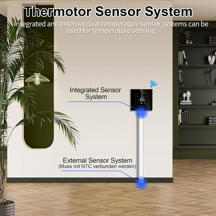 JIMEIDA Smart Thermostat Heizung Schwarz Bodenheizkammer mit Alexa Echo, Google Assistant Konstante