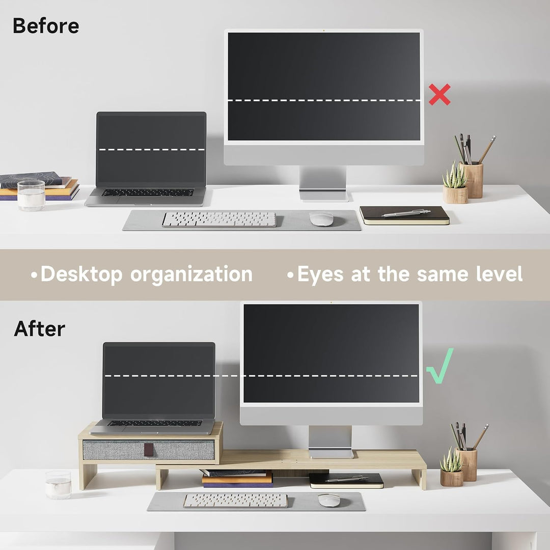 Fenge Dual Monitorständer Bildschirmständer mit Schublade für Computer TV Laptop, Monitorständer, Lä