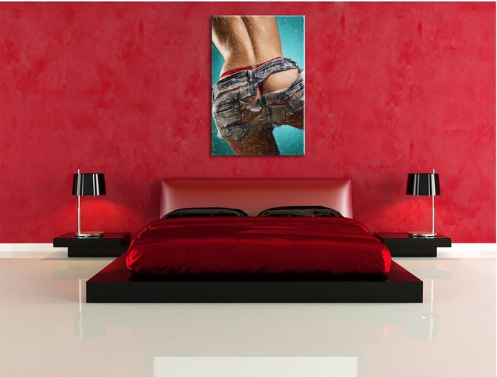 Pixxprint sexy Frauenhintern in Hotpants als Leinwandbild/Grösse: 100x70 cm/Wandbild/Kunstdruck/fert