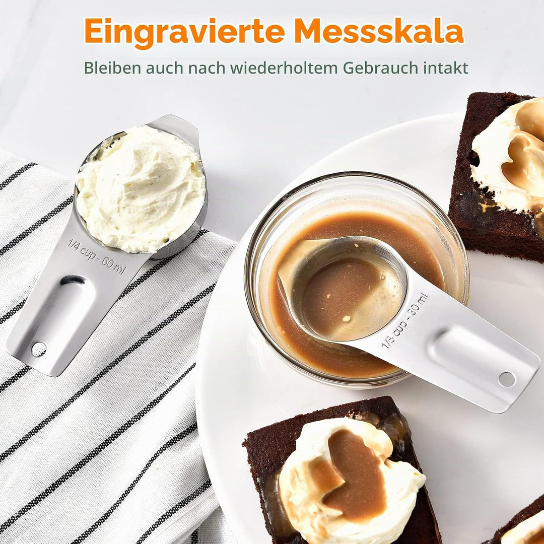 U-Taste 18/8 Edelstahl Messbecher 7 Stück, Cup Messbecher mit Breiter Griff zum Backen Kochen Küche