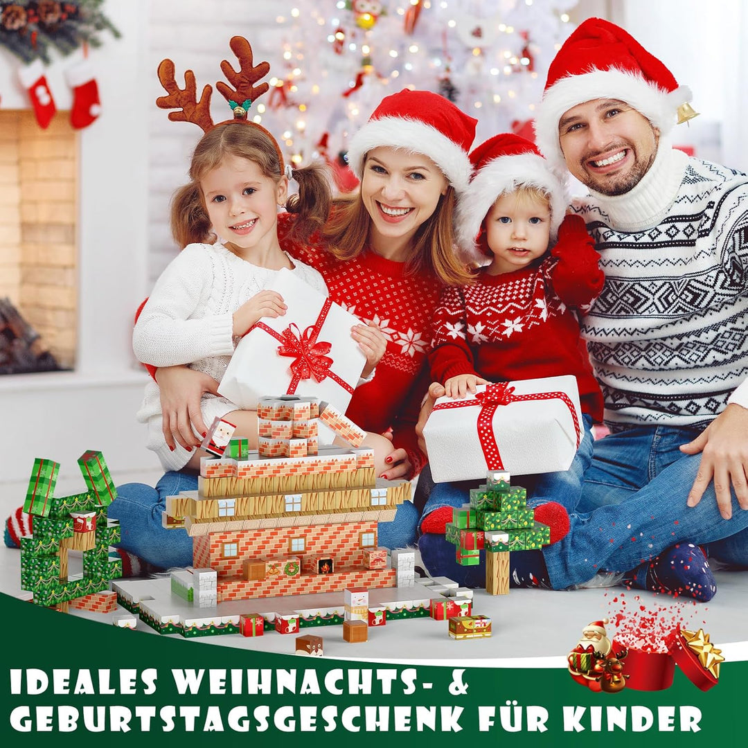 Uuoeebb 100 Stück Magnetische Bausteine - Baue Mine Welt mit Weihnachts-Schnee Magnetische Bauwelt,