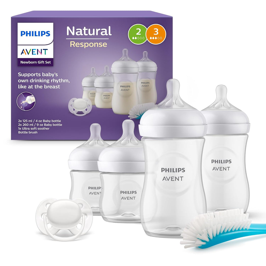 Philips Avent Babyflaschen Natural Response, Geschenkset für Neugeborene – 4 Babyflaschen, ultra sof
