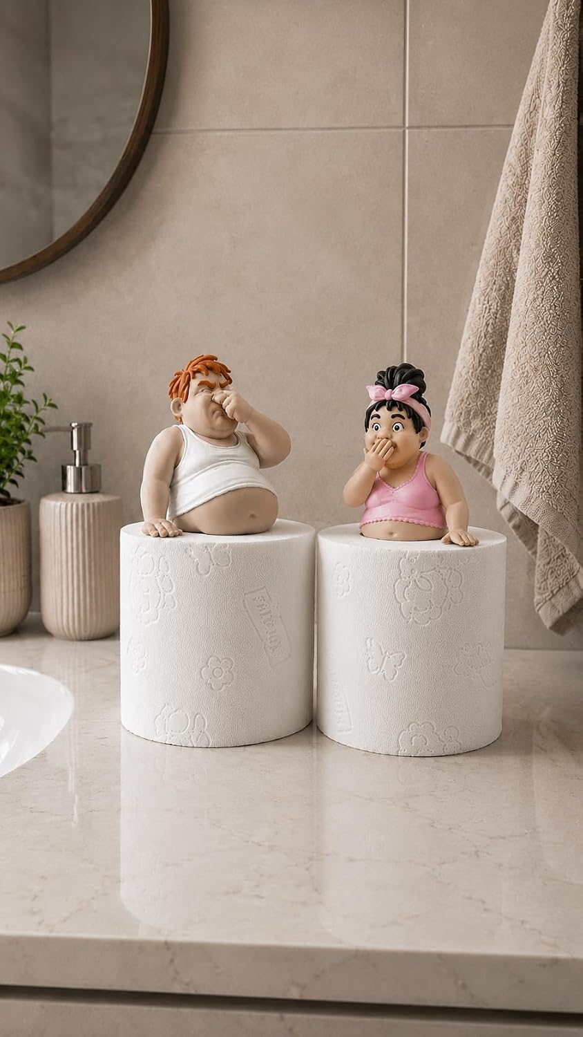 Lustiges Toilettenrollenhalter Paar | Mann &amp; Frau auf Klopapierrolle | Badezimmer Deko Idee| Witzige