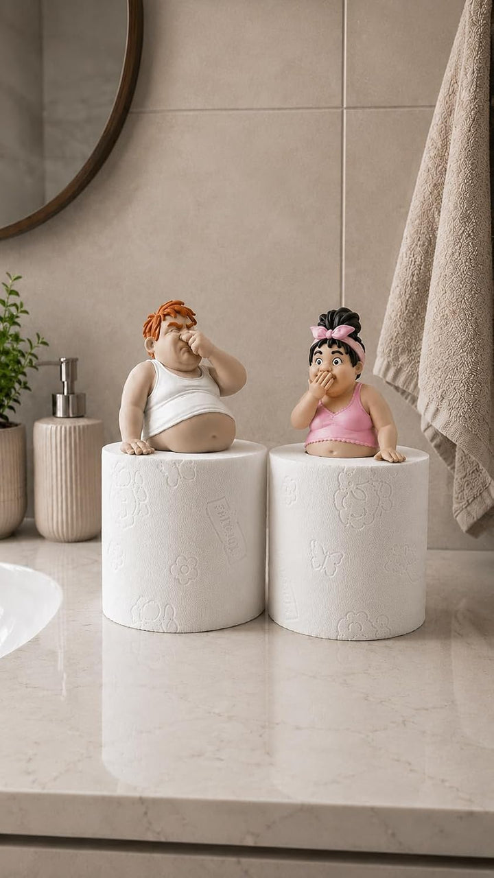 Lustiges Toilettenrollenhalter Paar | Mann &amp; Frau auf Klopapierrolle | Badezimmer Deko Idee| Witzige