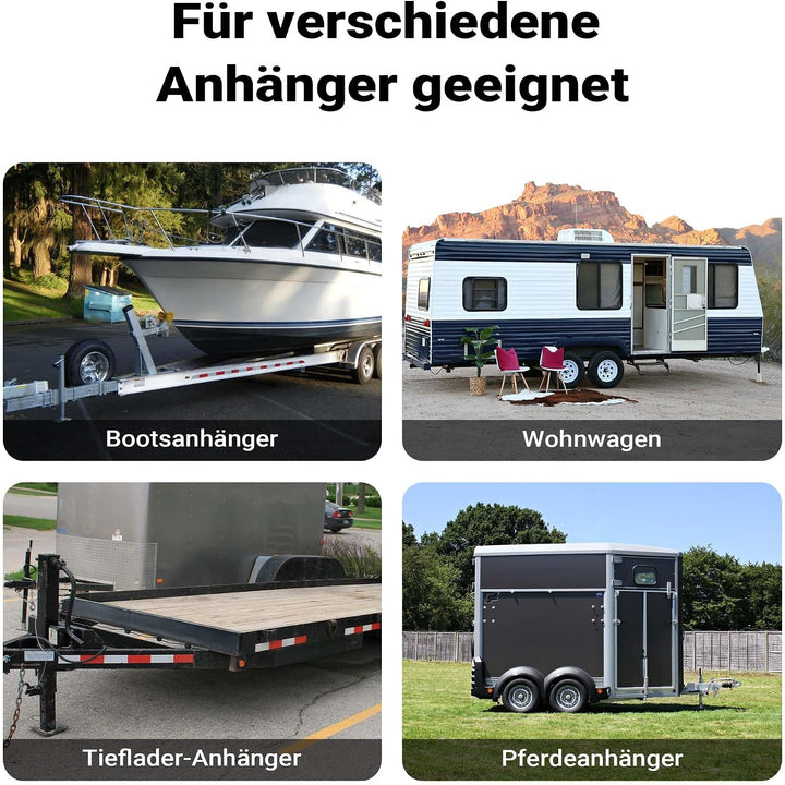 Wiltec Stützfuss 900 kg Kurbel Oben mit Rohrhalterung, höhenverstellbare Anhängerstütze mit Fusspeda