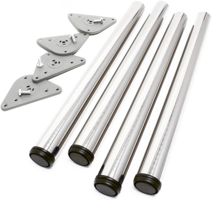 Wiltec Edelstahl Tischbein 4er Set Möbelfuss Verstellbar Ø60mm 710mm Nickel Nickel 710 mm, Nickel 71