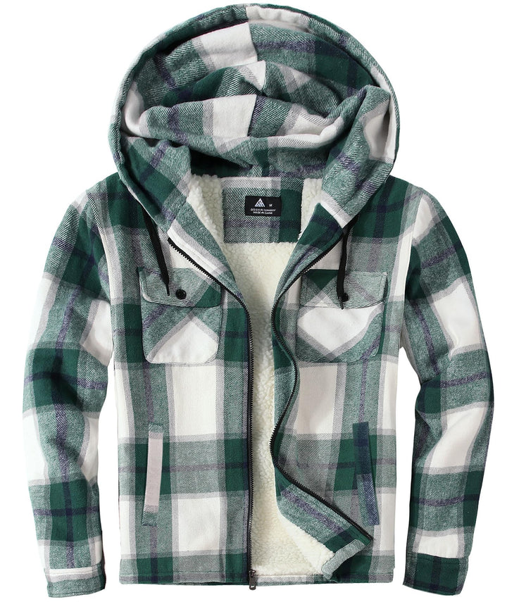 JACKETOWN Hemdjacke Kariertes Herren hoodies Flanelljacke Warm Thermohemd Herren Holzfäller Jacke Ve