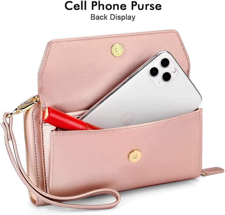 nuoku Geldbörse Damen mit RFID, Kleine Portemonnaie Damen mit Kreditkarten Etuis, Handytasche zum Um