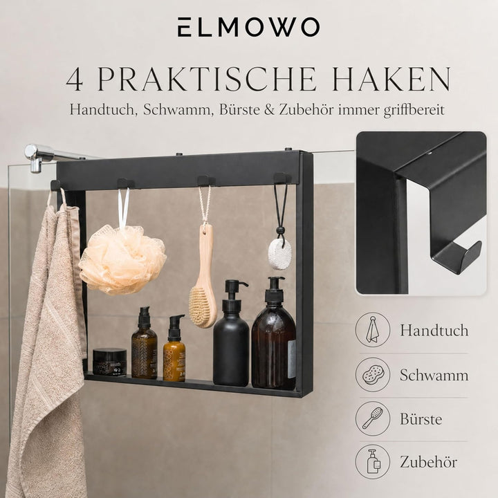 Edelstahl Duschablage zum Hängen ohne Bohren für die Glastür/Glaswand - Duschregal zum Einhängen mit
