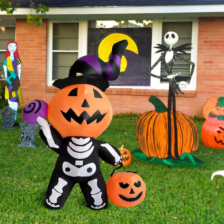 OHMG 180cm Halloween Aufblasbar Dekoration mit LED-Lichtern,Halloween Deko Aufblasbarer Kürbis Spinn