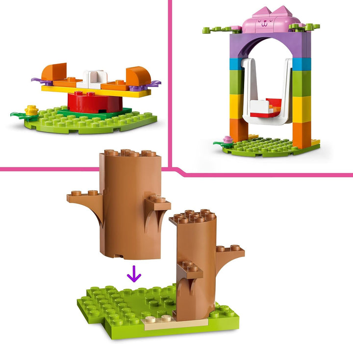 LEGO Gabby's Dollhouse Kitty Fees Gartenparty Puppenhaus Spielzeug Set mit Gabby, Pandi und Kitty Fe