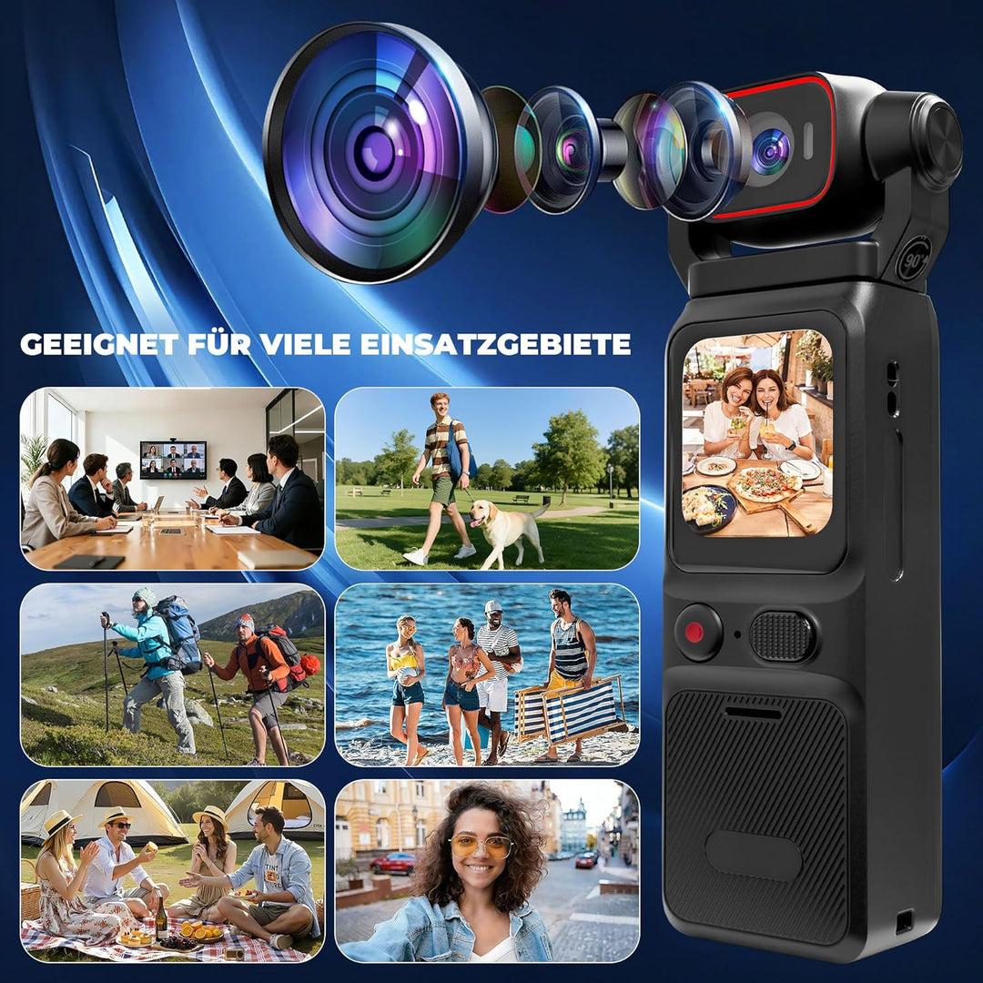 4K Körperkamera Bodycam, WiFi Vlog Kamera, Touchscreen Action Cam mit Langer Akkulaufzeit, Verwacklu