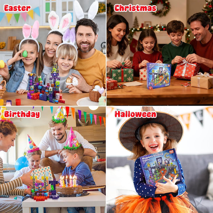 Yeefunjoy 200 Stück Magnetische Bausteine Blöcke Schwarz, Schwarz