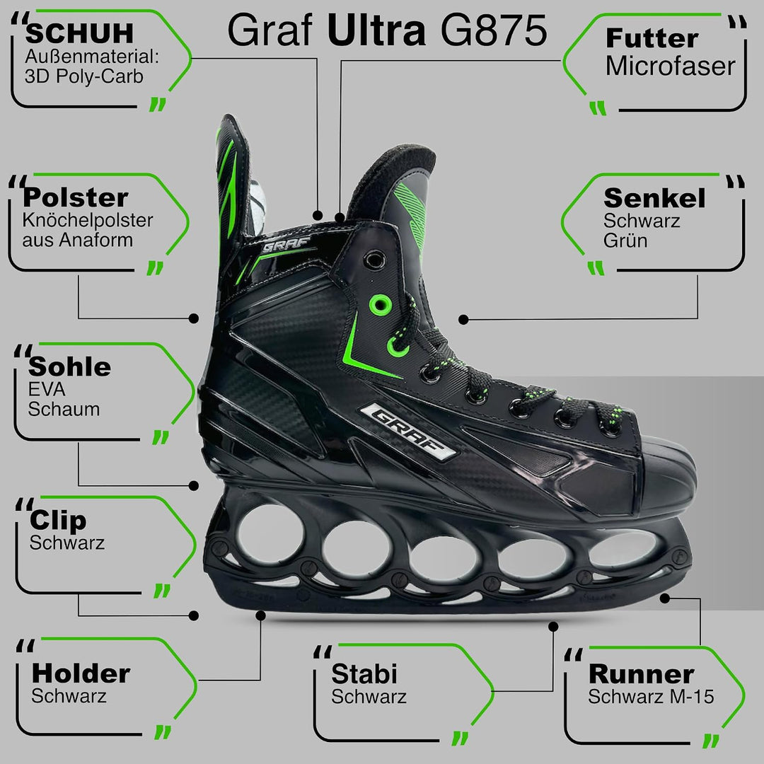 tblade Schlittschuhe Graf G875 Black Edition Freestyle Schlittschuh t-Blade 45, 45