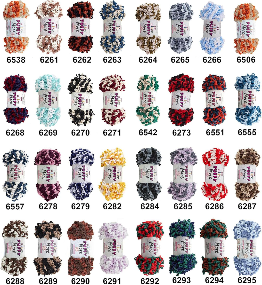 10 x 150g Strickgarn Alize Puffy More Color, Fingerstrick-Wolle Stricken ohne Nadel Farbwahl, Farbe: