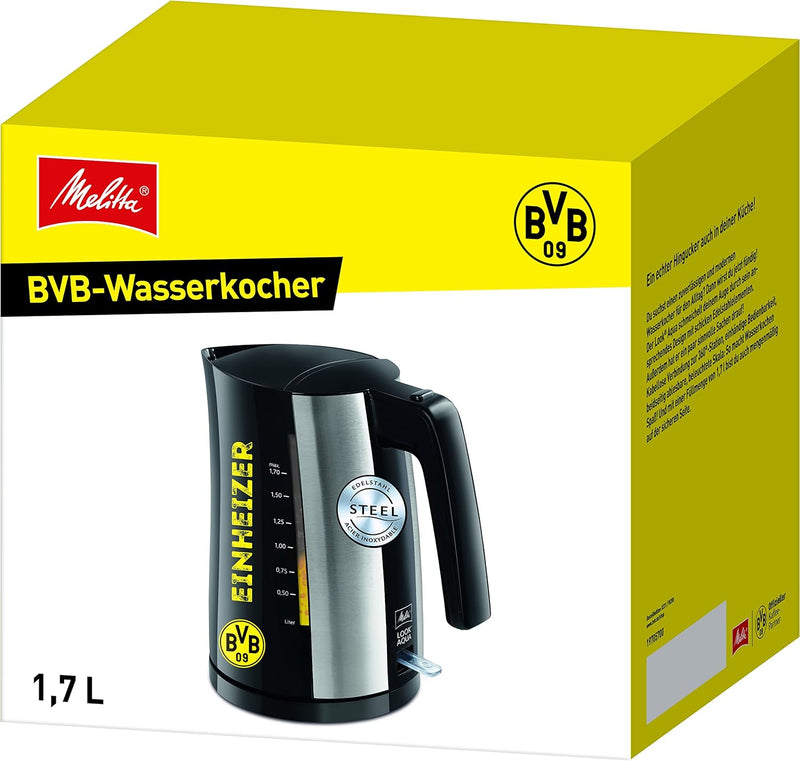 Wasserkocher - MELITTA - Look Aqua BVB Fan Edition 1026-02 BK SST, mit automatischer Endabschaltung,