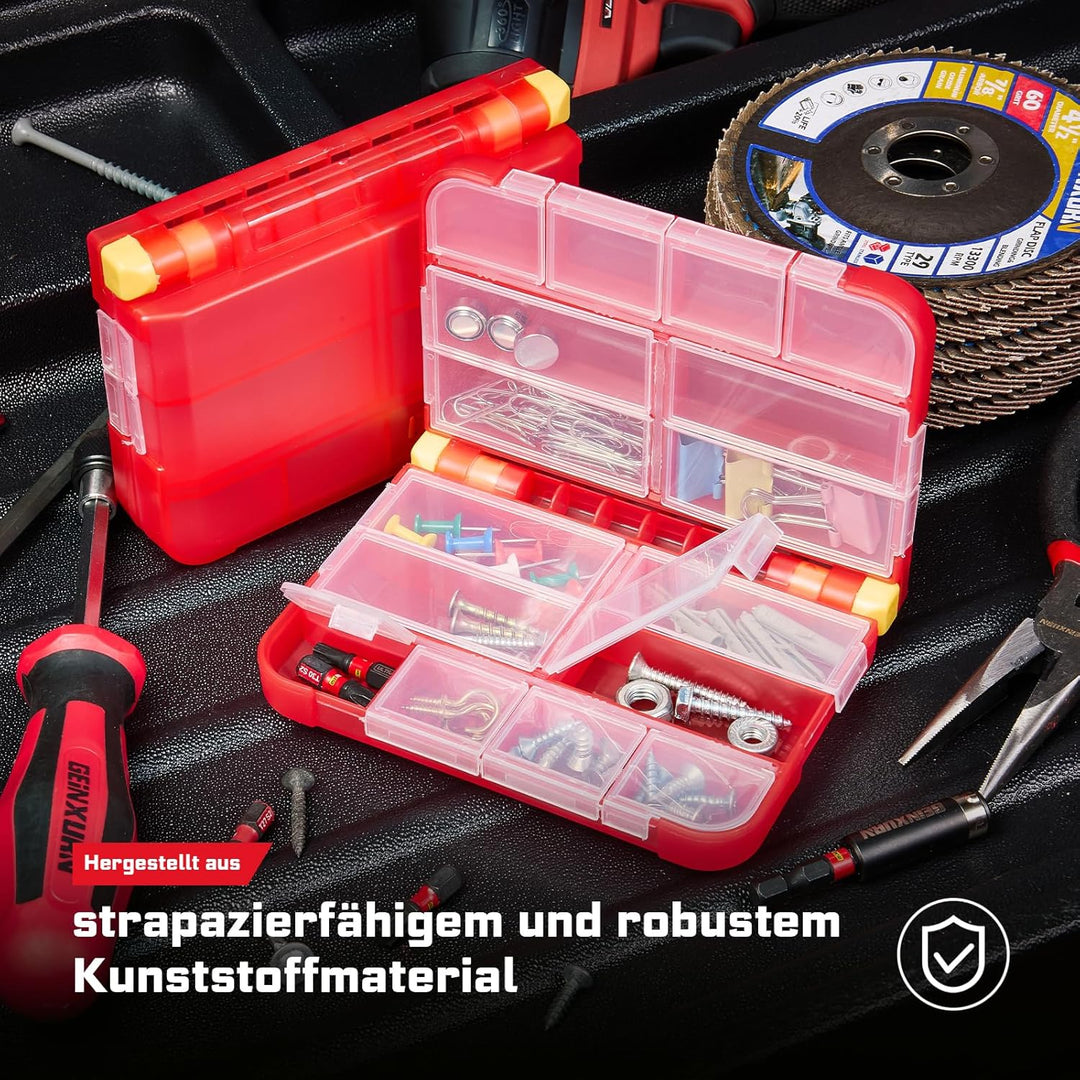 Kunststoff-Werkzeugkasten-Set, 7-teilig, Transparenter, Tragbarer Aufbewahrungskoffer für Verschiede
