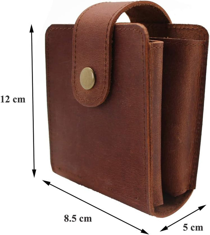boshiho Spielkartenetui, Echtes Leder Doppelkartendeckhalter Box（Brown）