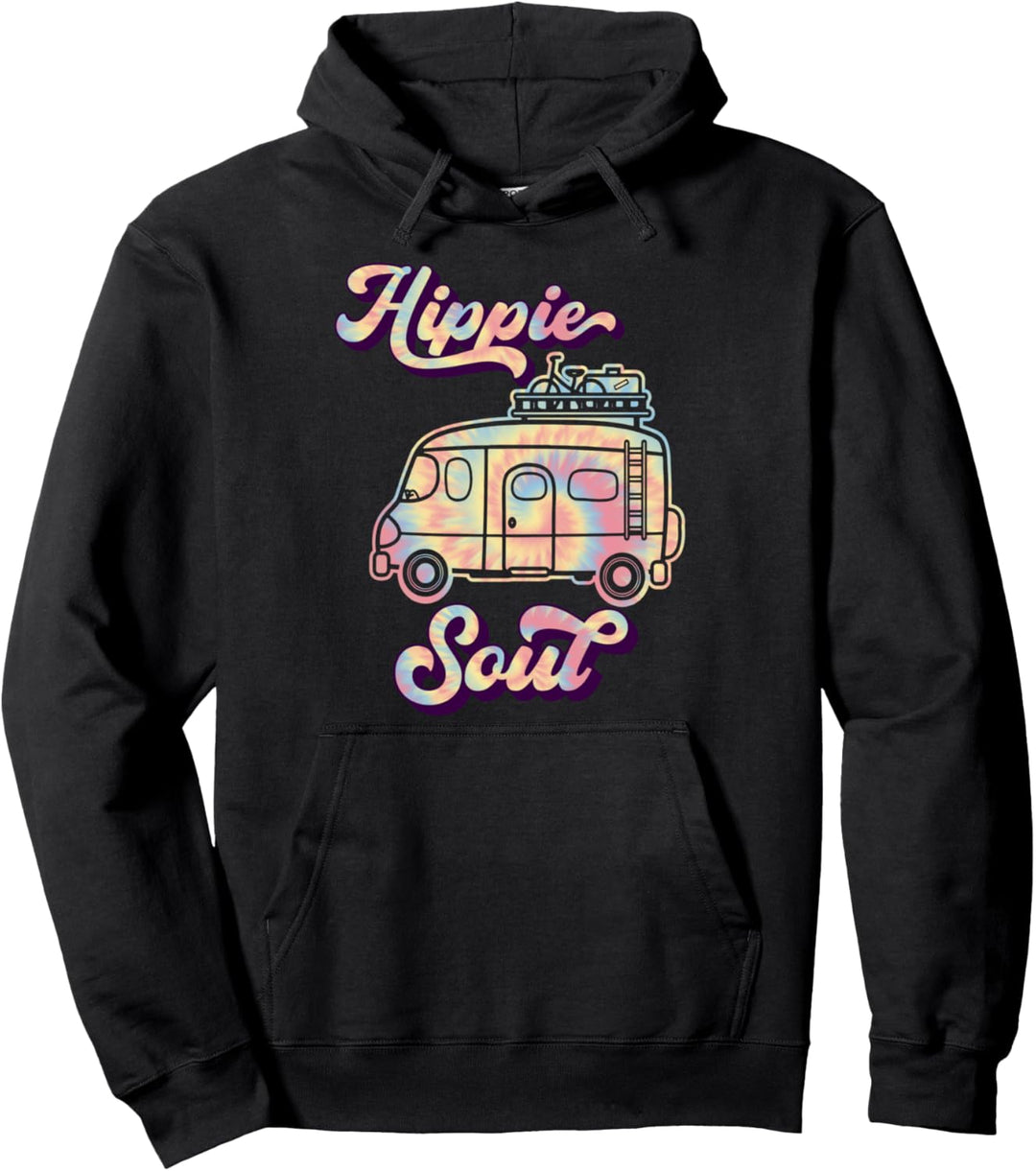 Lustiges Camping Camper Retro Van Tie Dye Hippie Soul Reise Pullover Hoodie