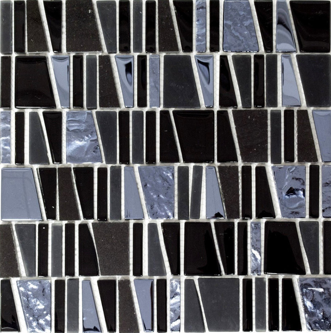 Glasmosaik Leiter Crystal/Stein mix schwarz Transluzent Transparent 3D, Mosaikstein Format: 10x48+10