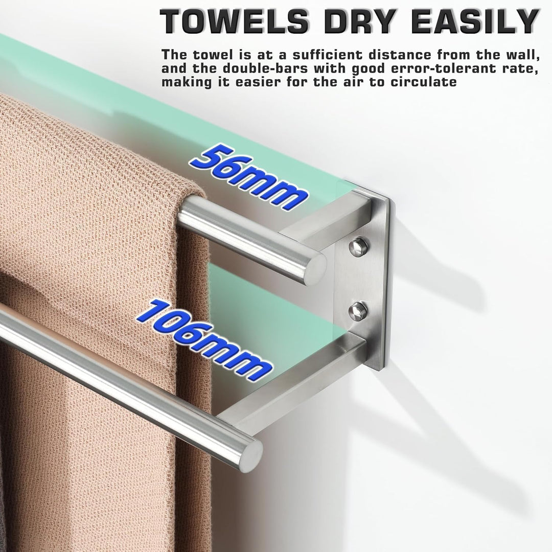 Gebürstet Handtuchhalter Wand, 80 cm doppelter Handtuchständer, Handtuchhalter aus Edelstahl SUS304,