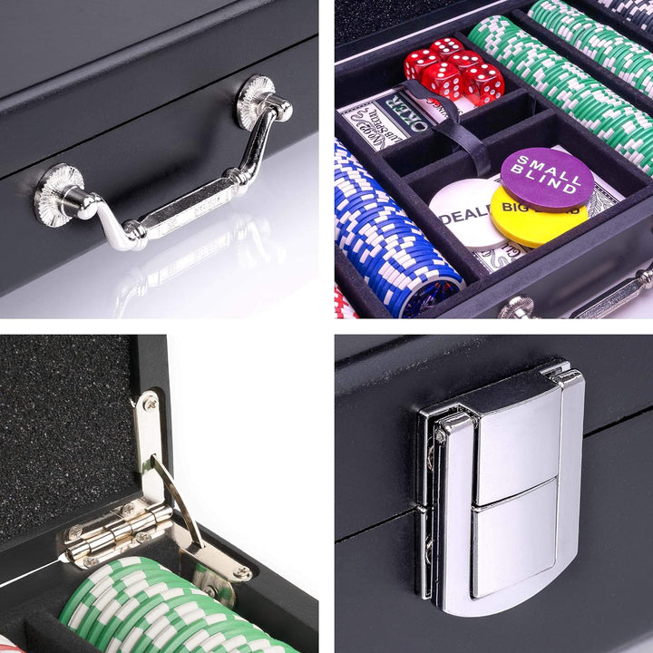 Holz-Pokerkoffer „Wooden Black Edition” 500 abgerundete Ocean-Champion-Chips Laserchips Poker-Set 2