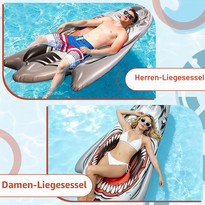 Haifisch-Schwimmkörper, Aufblasbarer Hai-Schwimmschwimmer, Pool-Party-Lounge-Spielzeug für Erwachsen