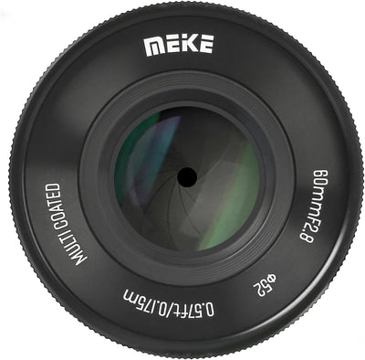 Meike 60mm F2.8 Vergrösserung Makro Manual Focus APS-C Objektiv Kompatibel mit Sony E Mount Mirrorle