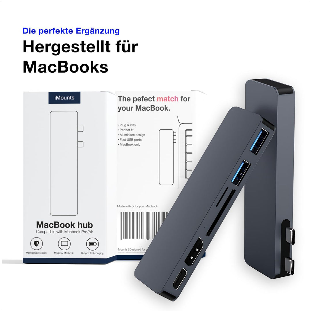 USB-C Hub Mitternachtsblau – Adapter für MacBook Air M2/M3/M4 mit HDMI, Thunderbolt 3, USB 3.0 & SD-