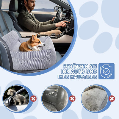 CALIYO Hunde Autositz, Sicherheitsgurt - Waschbarer Autositz Hund in Blau/Weiss für Kleine, Mittlere