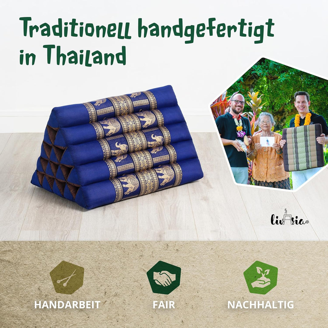livasia Rückenstützkissen extrahoch mit Thaiseide - 38x55x35cm - Dreieckskissen für Garten/Balkon, K