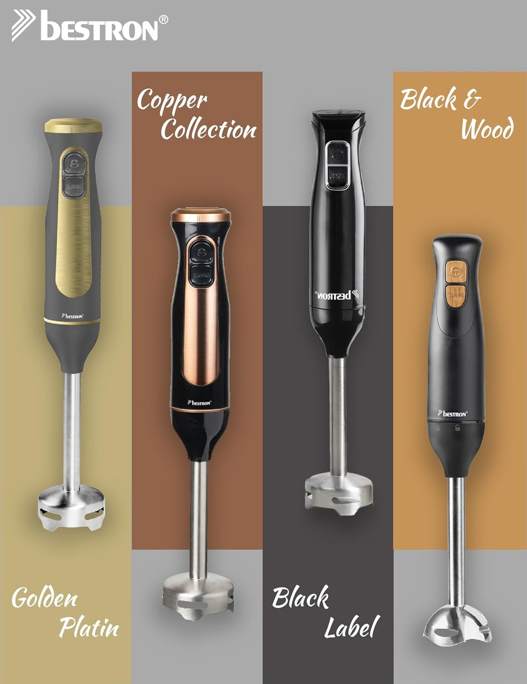 Bestron Stabmixer, Pürierstab mit 2 Geschwindigkeitsstufen &amp; ergonomischer Handgriff, inkl. Turbofun