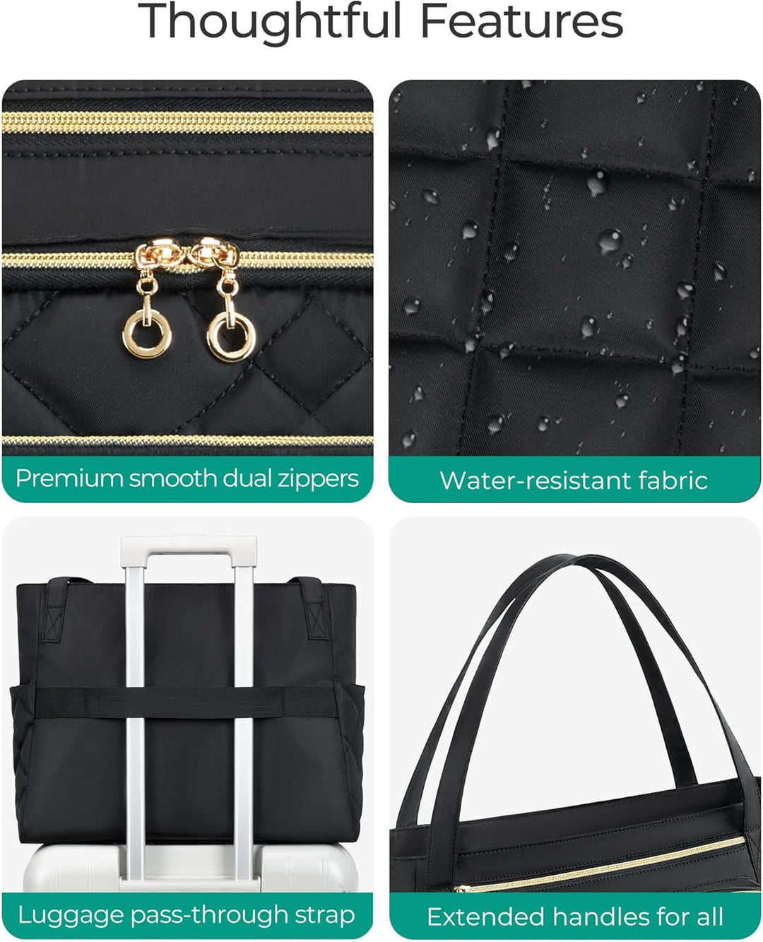 BAGSMART Lehrertasche 15.6 Zoll Laptoptasche Damen Gesteppt Arbeitstasche mit Datei-Organizer Aktent