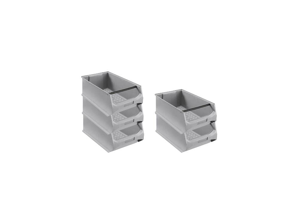 SparSet 5x Graue Sichtlagerbox 5.1 mit Griffstange | HxBxT 20x30x50cm | 21,8 Liter | Sichtlagerbehäl