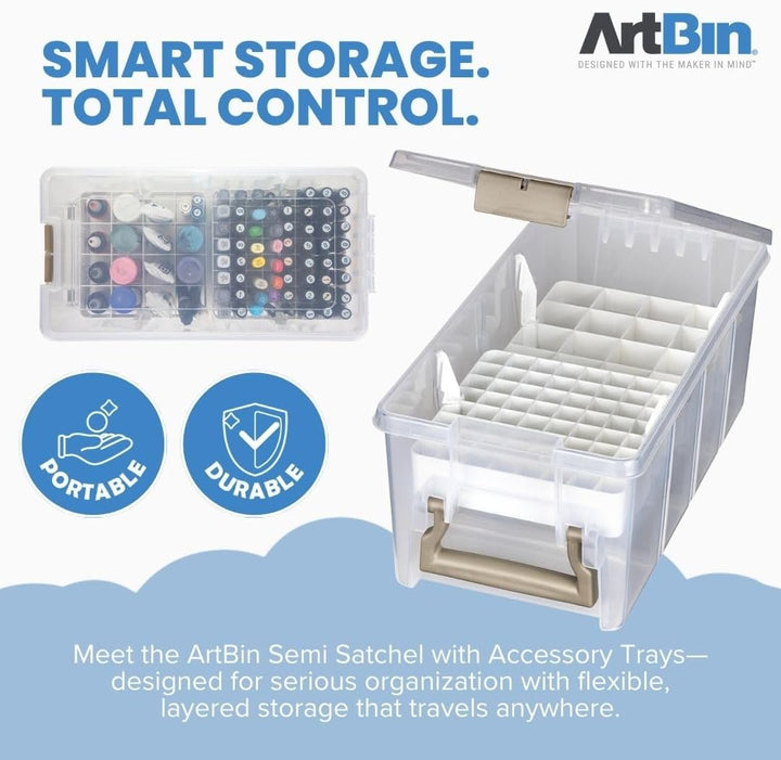 ArtBin Semi Satchel mit Zubehörablagen, Aufbewahrungsbehälter, transparent 2 Zubehörablagen, 2 Zubeh