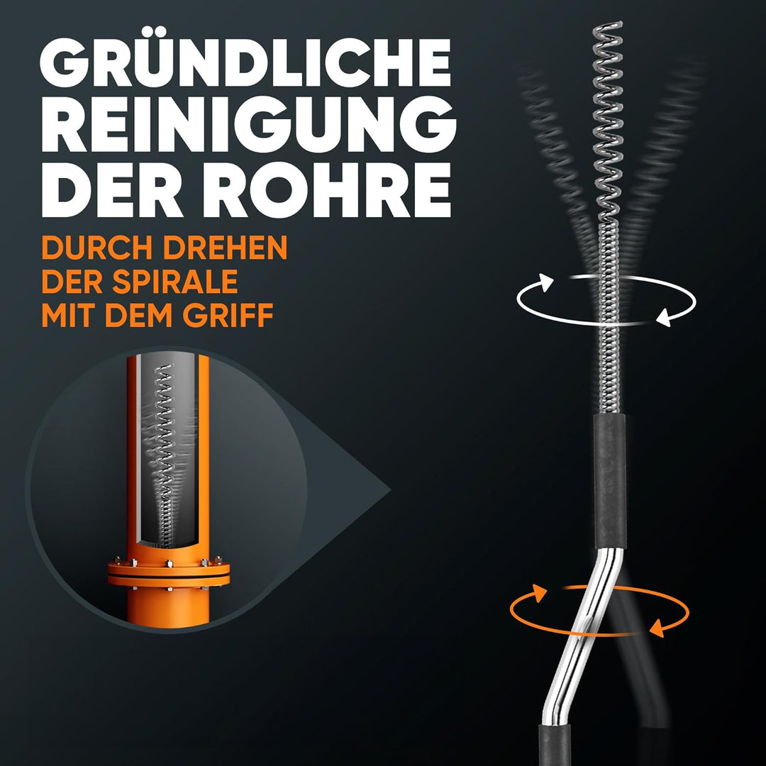 Meisterfaktur Rohrreinigungsspirale 3.0 [15m] - extra lang - Ideale Abflussspirale für eine umweltfr