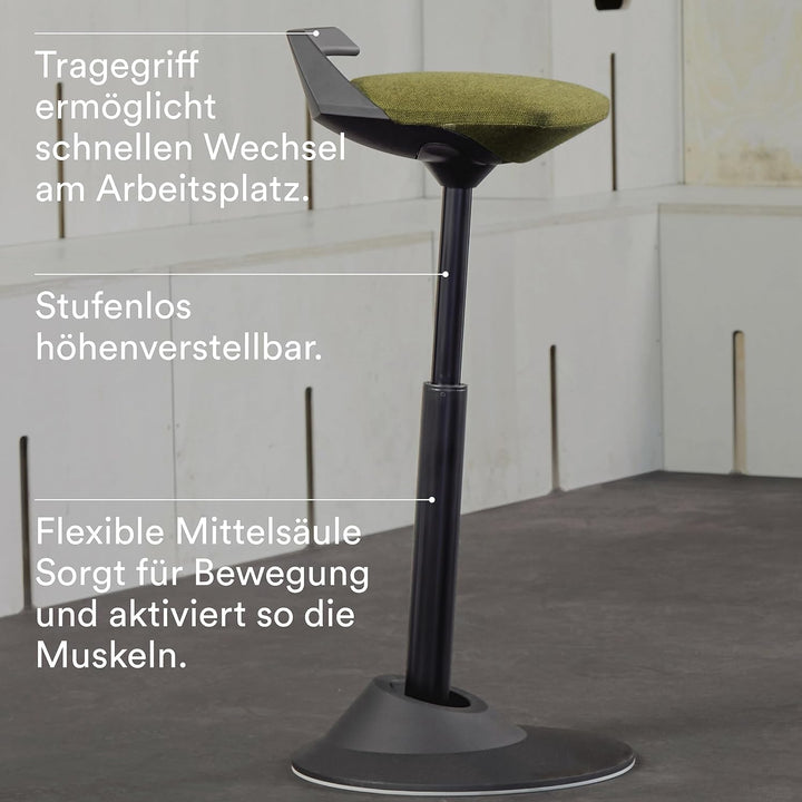 aeris Muvman Stehhocker – ergonomische Stehhilfe – Stehsitz für gesundes und aktives Sitzen und Steh