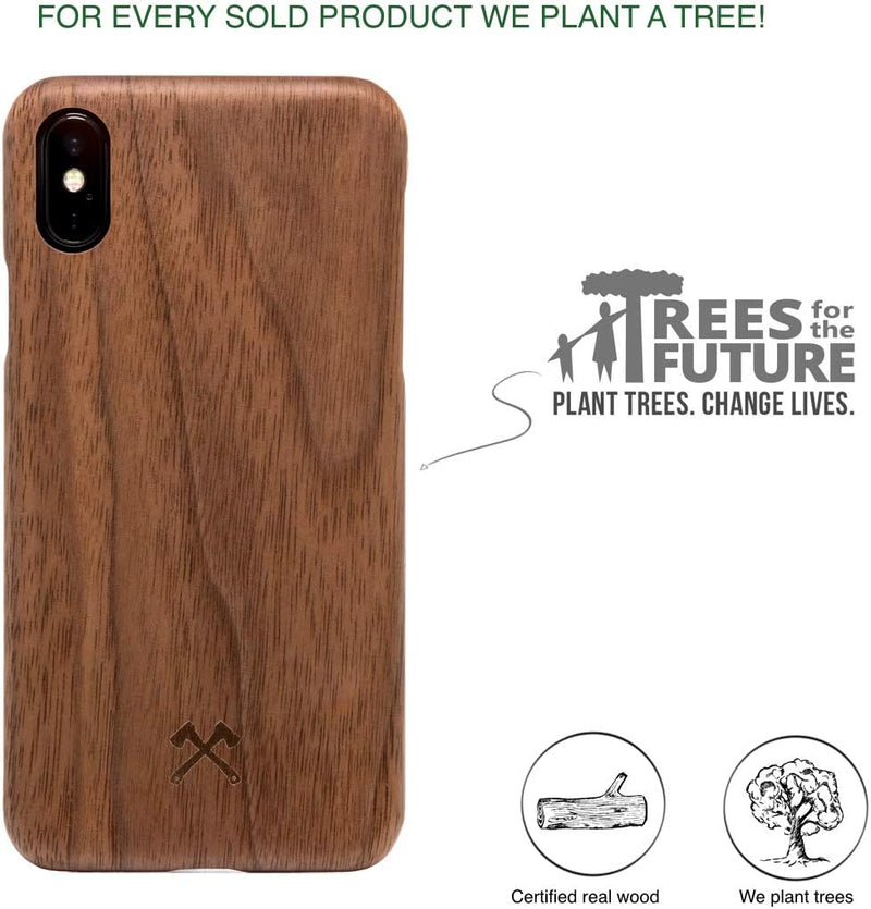 Woodcessories - Handyhülle kompatibel mit iPhone XS Max Hülle Holz, Echtholz - EcoSlim Case (Walnuss