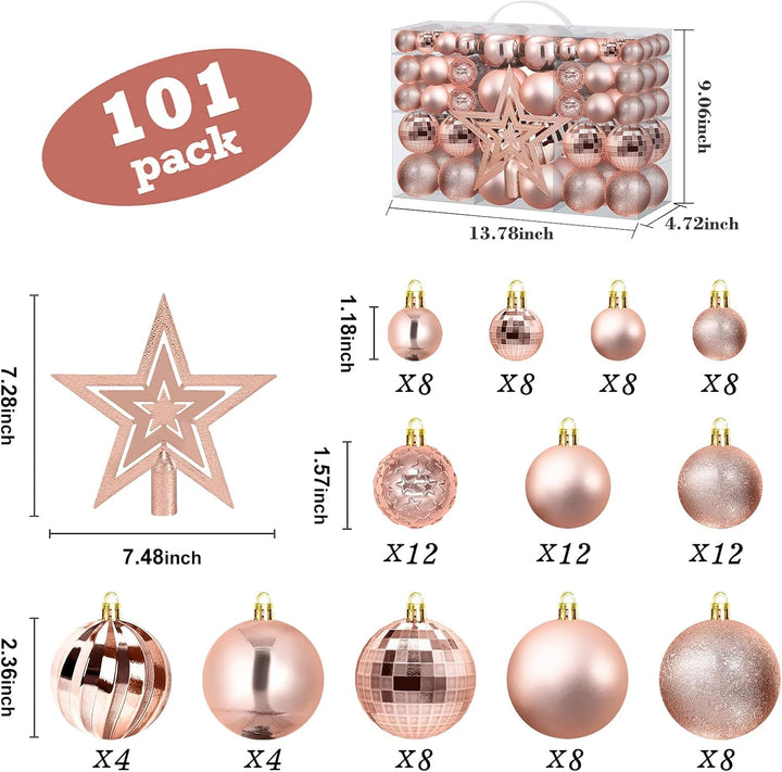 Christbaumkugeln 101 Stück Weihnachtskugeln Kunststoff Weihnachtsdeko Set Weihnachtsbaumschmuck Weih