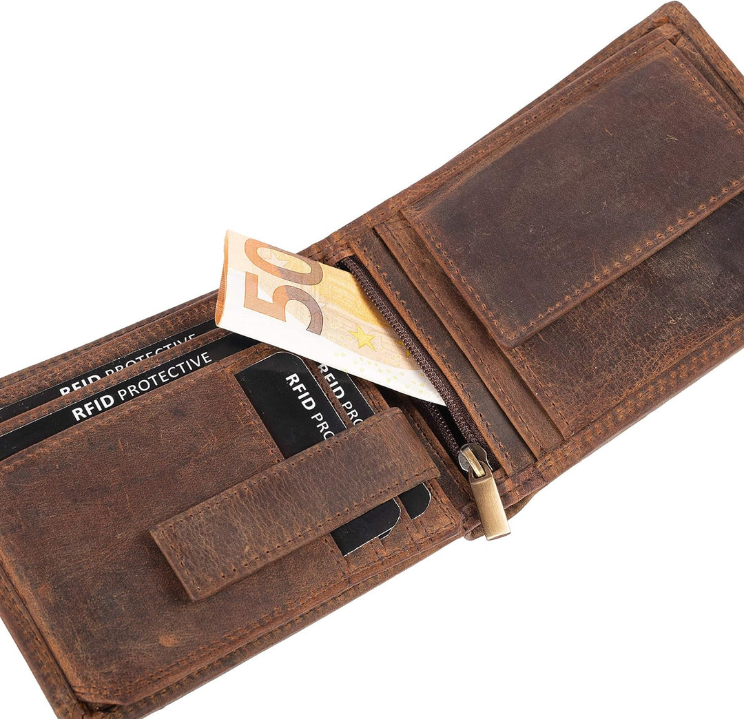 hodalump Echt-Leder Geldbörse • Premium Geldbeutel für Damen und Herren mit RFID-Schutz • Langlebige